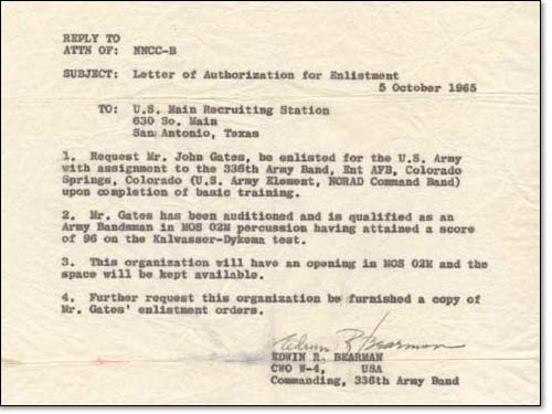 NORAD Band recruiting letter
