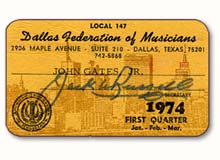 Dallas, Texas, Musician Union Card