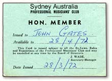 Sydney, Australia, Musician Union Guest Pass